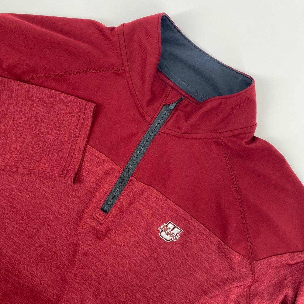 UMass Pullover Mens XL Red UMass Quarter Zip HeatGear Heathered Athletic College